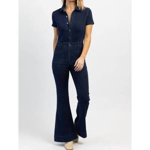 NEW KANCAN good karma denim flare jumpsuit in blue